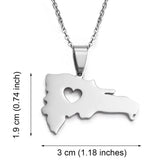 Dominican Map Silver Necklace - dominican neckace  - dominican gifts  - dominican republic jewelry - dominican republic necklace