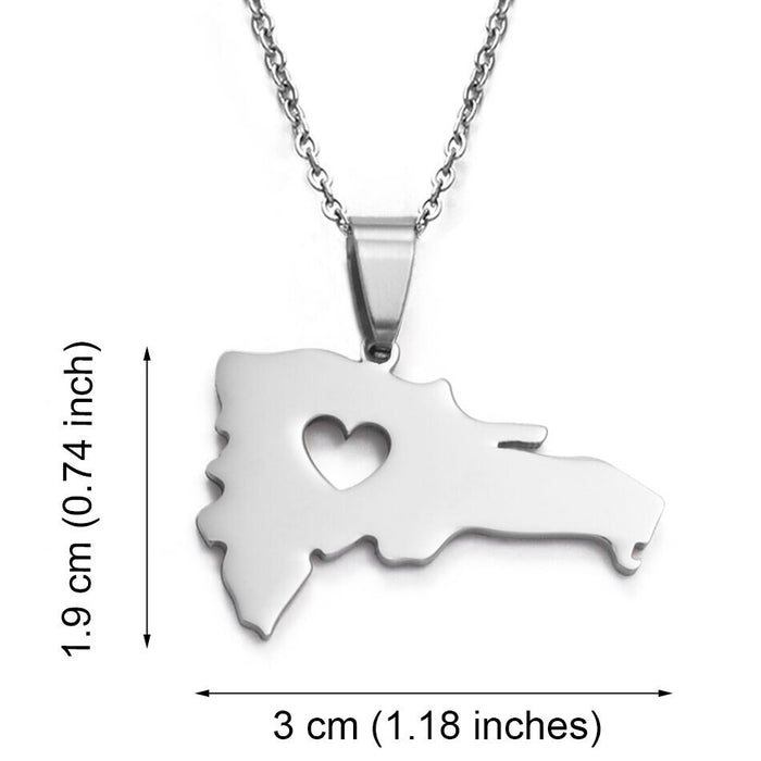 Dominican Map Silver Necklace - dominican neckace  - dominican gifts  - dominican republic jewelry - dominican republic necklace