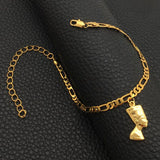 18K Gold Plated Egyptian Queen Nefertiti Adjustable Ankle Bracelet For Women - Egyptian Ankle Bracelet - Resizable Fits All Ankles