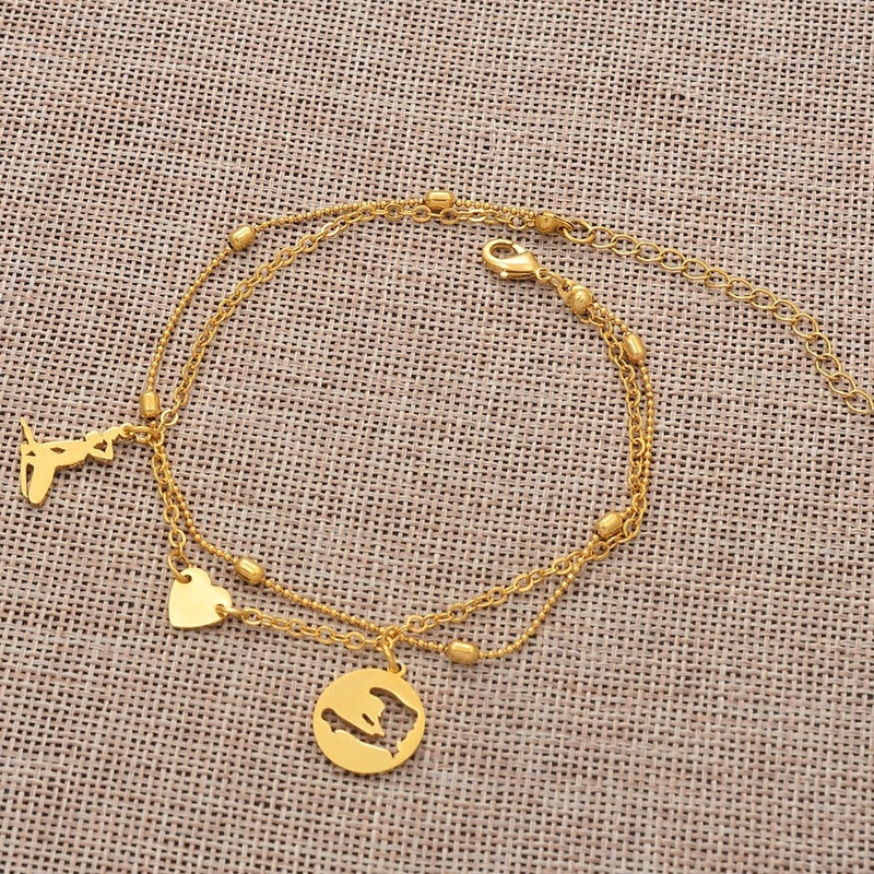 18K Gold Plated Haiti Ankle Bracelet - Neg Mawon Haiti - Haiti Anklets - Haiti Bracelets - Haiti Jewelry - Haiti Charm - Haiti Women