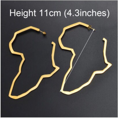 Africa Shaped Map Earrings / Large Hoop Earrings For Women 18K / 18K Gold Plated Africa Map Large Hoop Earrings / Africa Earrings Women