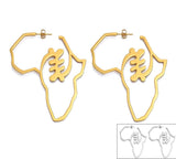 18K Gold Plated Earrings Africa Map Large Hoop Earrings - Africa Earrings Women - Africa Continent Earrings - Africa Shaped Earrings