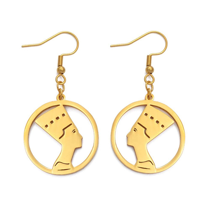 18K Gold Plated Egyptian Queen Nefertiti Earrings For Women - Egyptian Gold Plated Earrings - Charmed Jewelry Gift