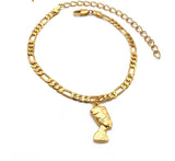 18K Gold Plated Egyptian Queen Nefertiti Adjustable Ankle Bracelet For Women - Egyptian Ankle Bracelet - Resizable Fits All Ankles