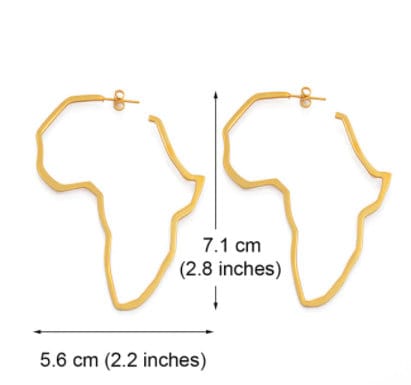 Africa Shaped Map Earrings / Large Hoop Earrings For Women 18K / 18K Gold Plated Africa Map Large Hoop Earrings / Africa Earrings Women