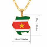 Suriname 18K Gold Plated Necklace / Suriname Jewelry / Suriname Pendant / Suriname Gift