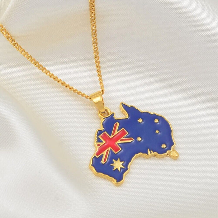 Australia 18K Gold Plated Necklace / Australia Jewelry / Australia Pendant / Australia Gift