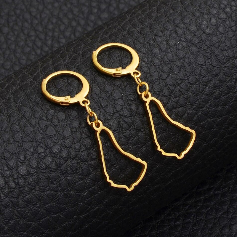 Barbados 18k Gold Plated Earrings / Barbados Jewelry / Barbados Earrings / Barbados Gift / Barbados Map / Barbados Prints / Barbados Flag