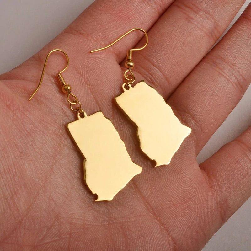 Ghana 18K Gold Plated Earrings / Ghana Jewelry / Ghana Earrings / Ghana Gift