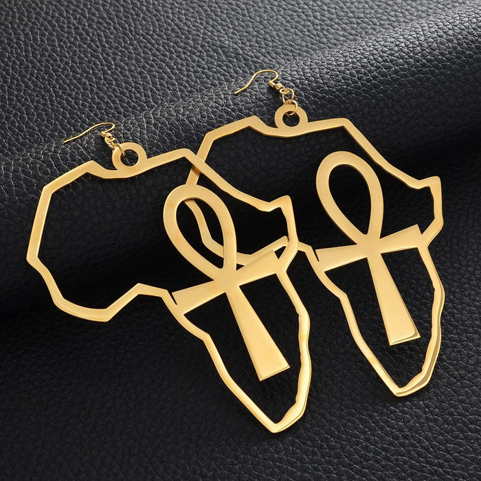 African 18K Gold Plated Earrings / African Jewelry / African Earrings / African Gift