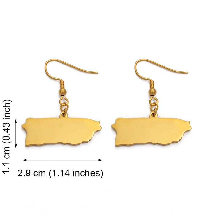 Puerto Rico 18K Gold Plated Earrings / Puerto Rico Jewelry / Puerto Rico Earrings / Puerto Rico Gift