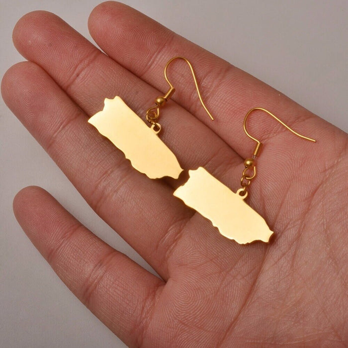 Puerto Rico 18K Gold Plated Earrings / Puerto Rico Jewelry / Puerto Rico Earrings / Puerto Rico Gift