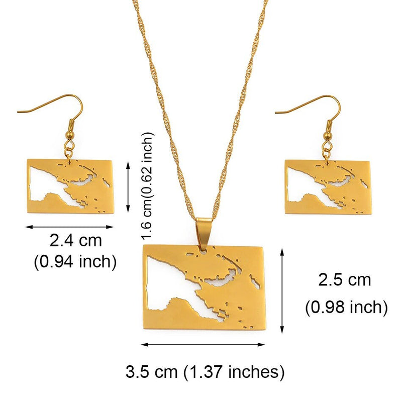 Papua New Guinea 18K Gold Plated Necklace Earrings Set / Papua New Guinea Jewelry / Papua New Guinea Pendant / Papua New Guinea Gift