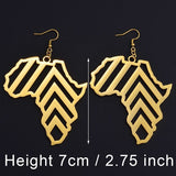 18K Gold Plated Africa Map Large Traditional Earrings (7cm) / Africa Earrings / Africa Earrings women / Africa shaped Earrings