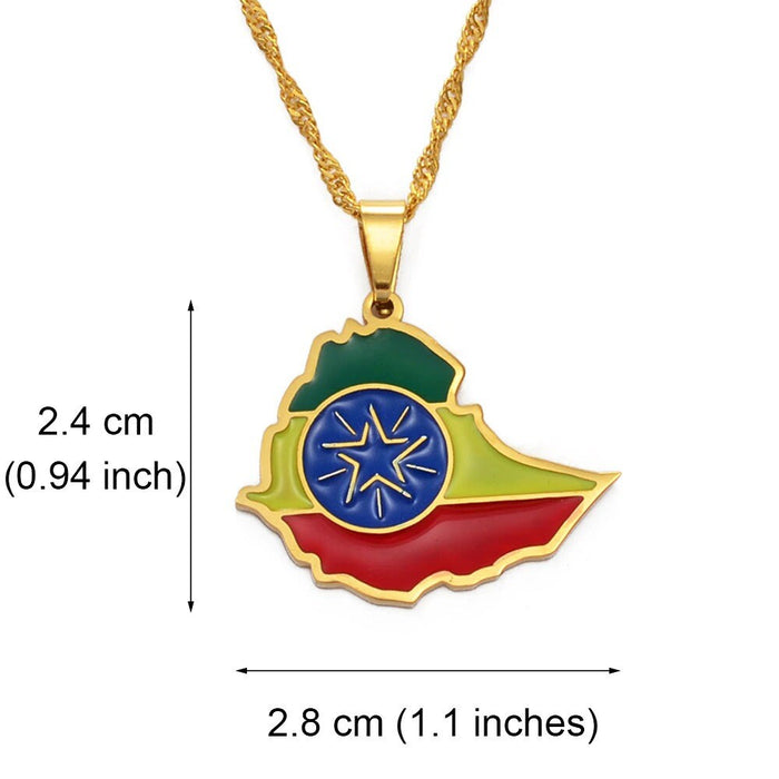 Ethiopia 18K Gold Plated Necklace / Ethiopia Jewelry / Ethiopia Pendant / Ethiopia Gift