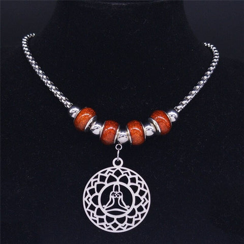 Lotus flower Necklace / Meditation Necklace / Meditation Jewelry / Hindu Necklace / Lotus Flower Charm / Meditation Gift / Mantra Necklace