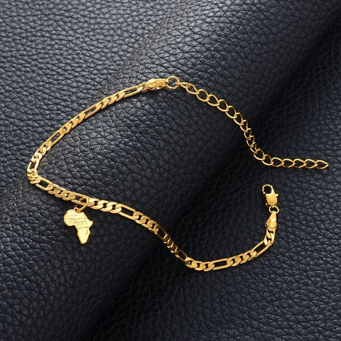 18K Gold Plated Africa Map Ankle Bracelet "SMALL", Africa Anklet, Africa Anklets, Africa pendant Ankle Bracelet, Africa Ankle Bracelet