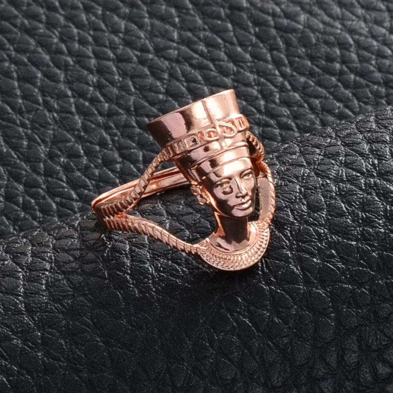 18K Gold Plated Egyptian Queen Nefertiti Adjustable Ring For Women - Egyptian Gold Ring - Charmed Jewelry Gift - Resizable Fits All Fingers
