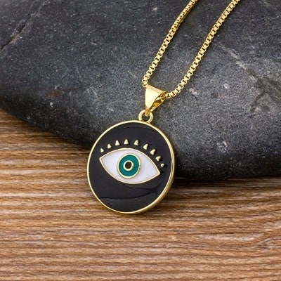 Evil Eye Pendant, Evil Eye Charms, Evil Eye Necklace Gold Plated, Evil Eye Choker, Dainty Evil Eye, Evil Eye Initial, Evil Eye Protection