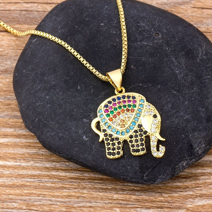 Elephant Necklace, Mothers Day Elephant Necklace, Gold Plated Elephant Minimalist Necklace, Blue Elephant Necklace, Elephant Gifts, Jewelry