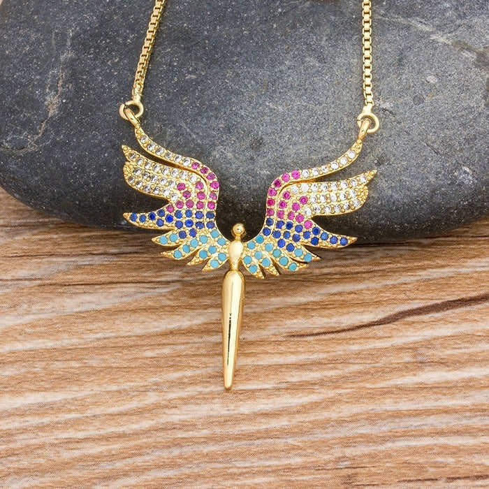 Angel Wing Necklace, Gold Plated Angel Necklace, Angel Wing Charm Woman, Angel Wing Jewelry, Angel Wing Pendant, Little Angel Wing Necklace