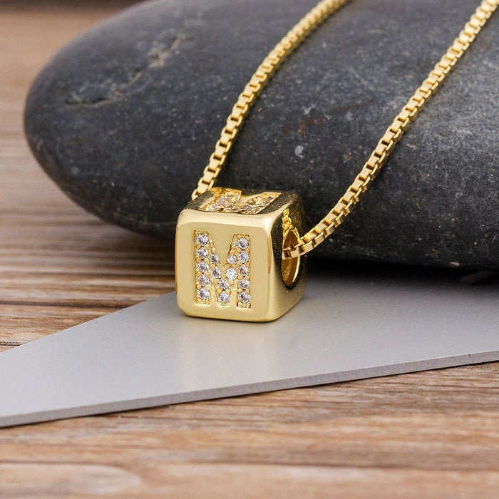 Initial Gold Plated Necklace, Square Initial Necklace, Cursive Initial Necklace, Little Girl Necklace With Initial, Initial Necklace For Her