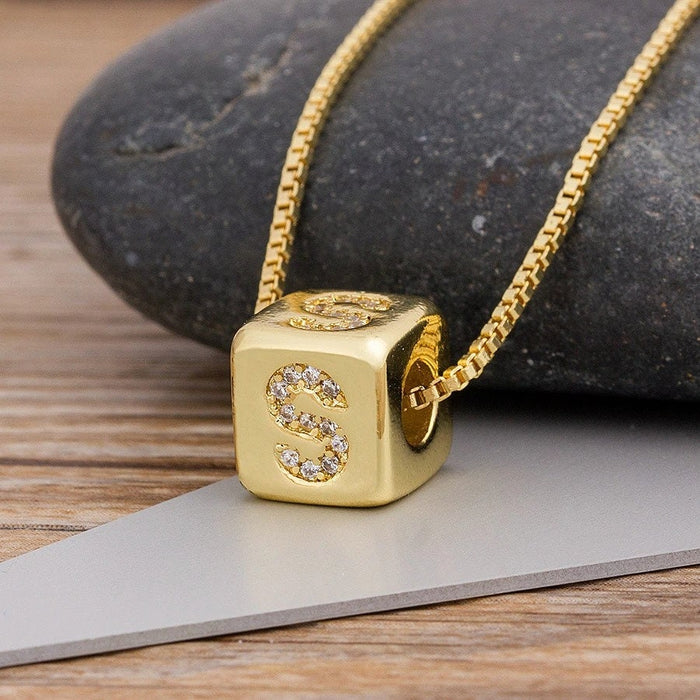 Initial Gold Plated Necklace, Square Initial Necklace, Cursive Initial Necklace, Little Girl Necklace With Initial, Initial Necklace For Her