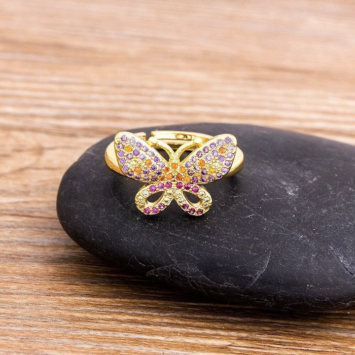 Adjustable Butterfly Ring, Butterfly Ring, Butterfly Promise Ring, Butterfly Flower Ring, Butterfly Necklace Earrings, Butterfly Couple Ring