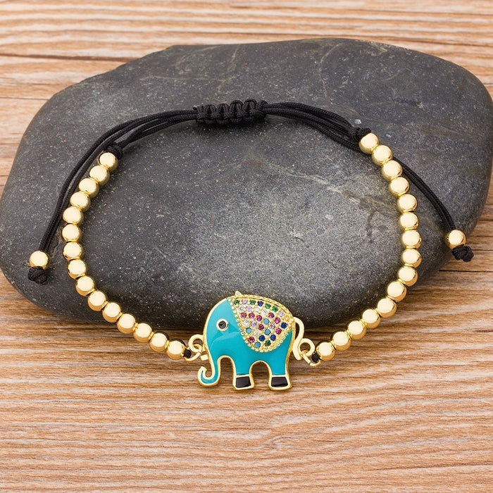 Elephant Bracelet, Elephant Ankle Bracelet, Gold Plated Elephant Bracelet, Elephant Charms, Elephant Gift, Mothers Day Elephant Bracelet