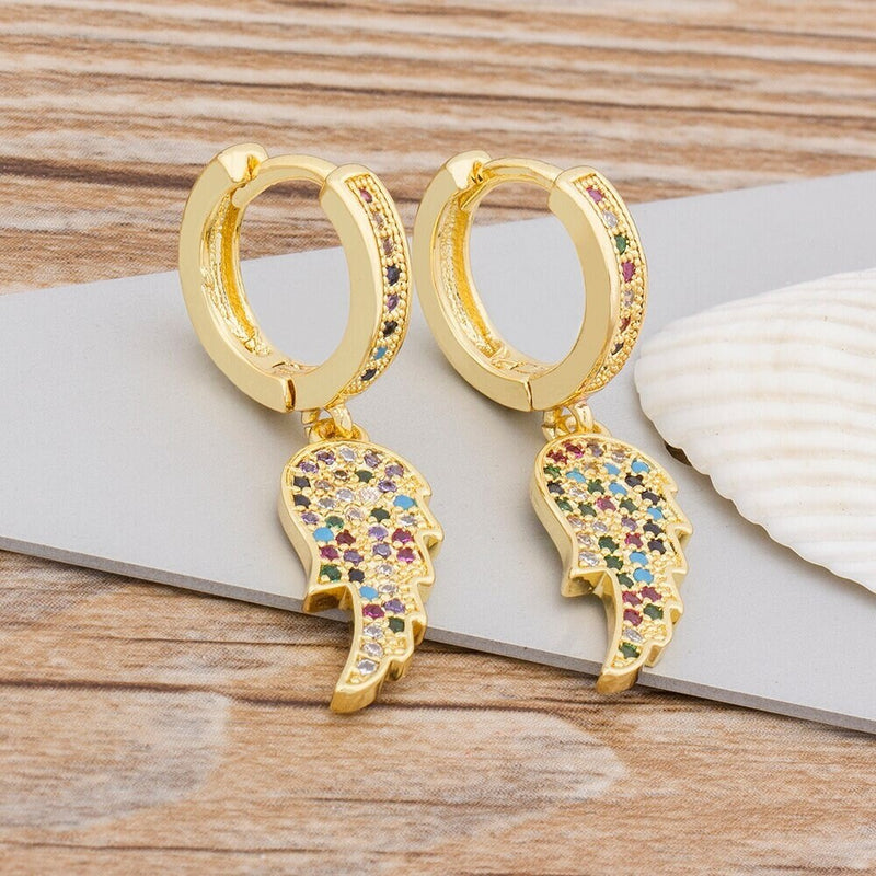 Feather Earring, Feather Earring Svg, Moon Feather Earring, Gold Plated Feather Earring, Feather Cartilage Earring, Half Feather Earring