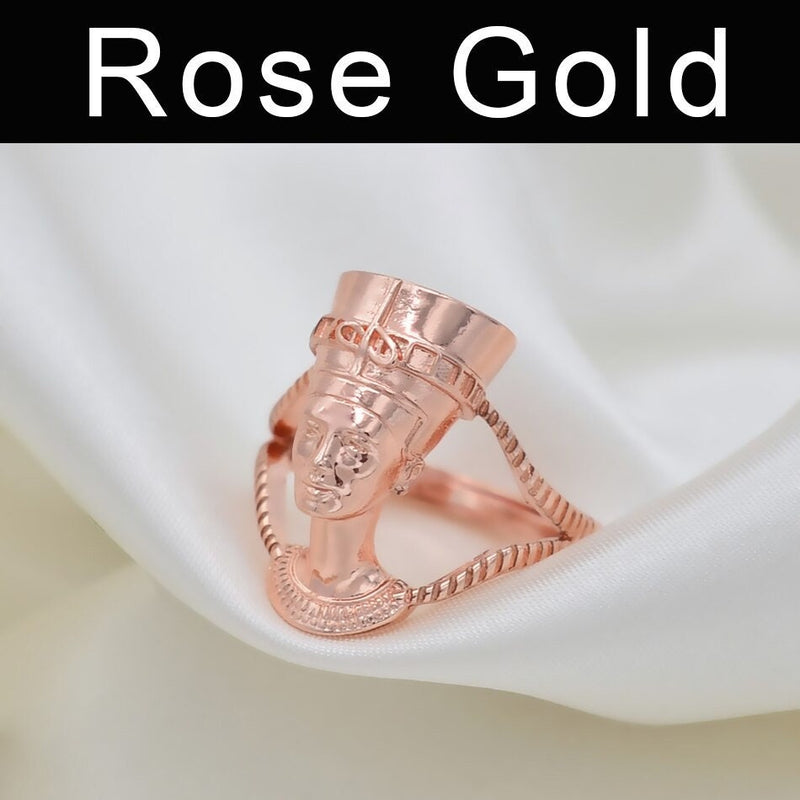 18K Gold Plated Egyptian Queen Nefertiti Adjustable Ring For Women - Egyptian Gold Ring - Charmed Jewelry Gift - Resizable Fits All Fingers