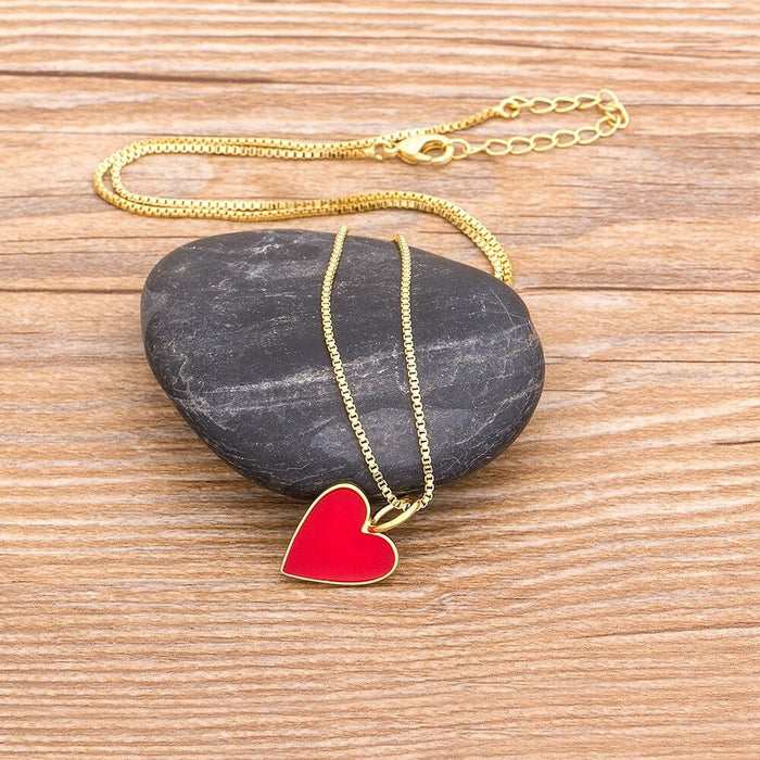 Red/black Heart Necklace, Cute Heart Necklace, Mini Heart Necklace, Gold Necklace Red, Mini Red Heart, Big Pink Heart, Gold Necklace Red