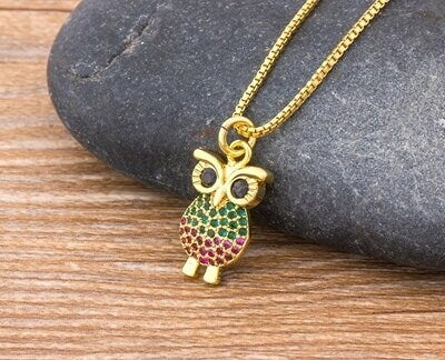 Owl Necklace, Hematite Owl Necklace, Owl Pendant Necklace, Owl Necklace Jewelry, Barn Laser Owl Necklace, Gold Plated Tiny Owl Necklace