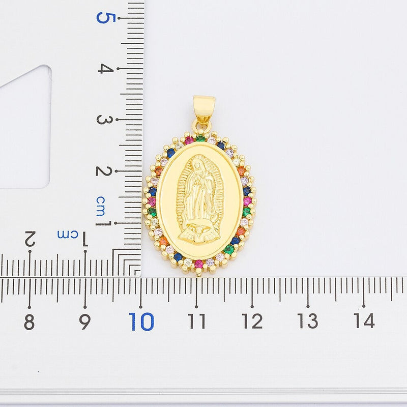 18K Gold Plated Virgin Mary Necklace / Gold Plated Religious Necklace / Christian Necklace / Baptism Jewelry / Virgin Mary Gift