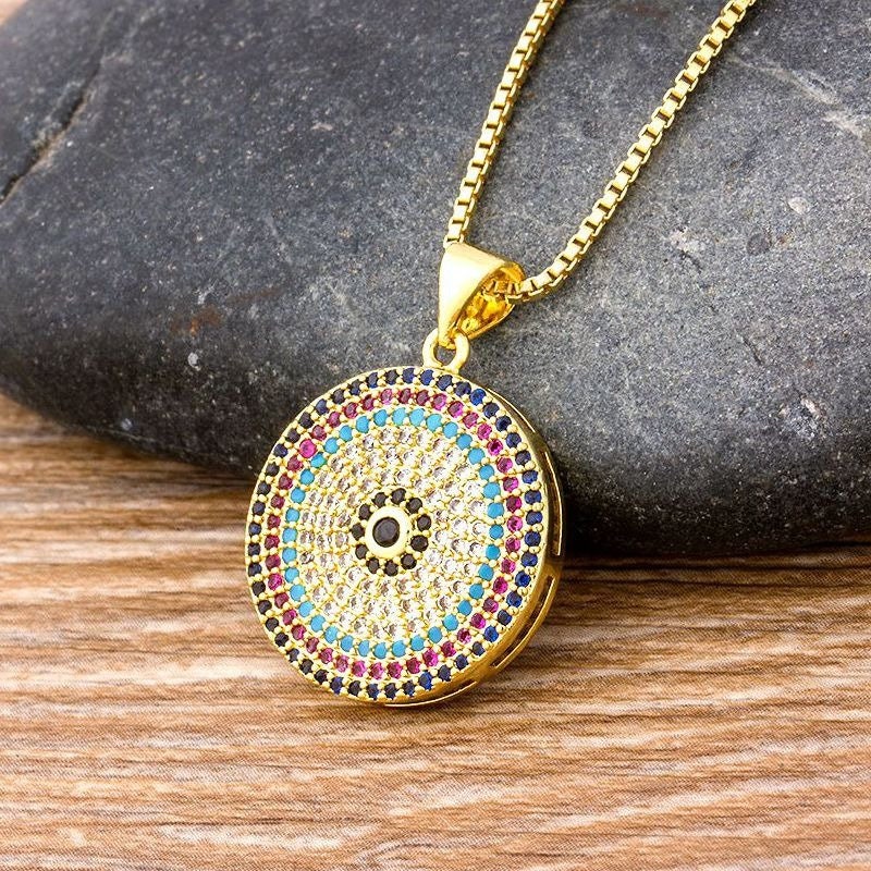 Evil eye pendant, Evil eye charms, Evil eye necklace gold plated, Evil eye choker, Dainty evil eye, Evil eye initial, Evil eye protection