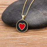 Red/Black Heart necklace, Cute heart necklace, Mini heart necklace, Gold necklace red, Mini red heart, Big pink heart, Gold necklace red