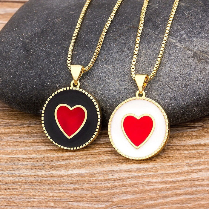 Red/black Heart Necklace, Cute Heart Necklace, Mini Heart Necklace, Gold Necklace Red, Mini Red Heart, Big Pink Heart, Gold Necklace Red