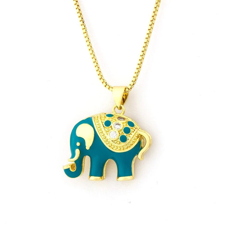 Elephant Necklace, Mothers Day Elephant Necklace, Gold Plated Elephant Minimalist Necklace, Blue Elephant Necklace, Elephant Gifts, Jewelry