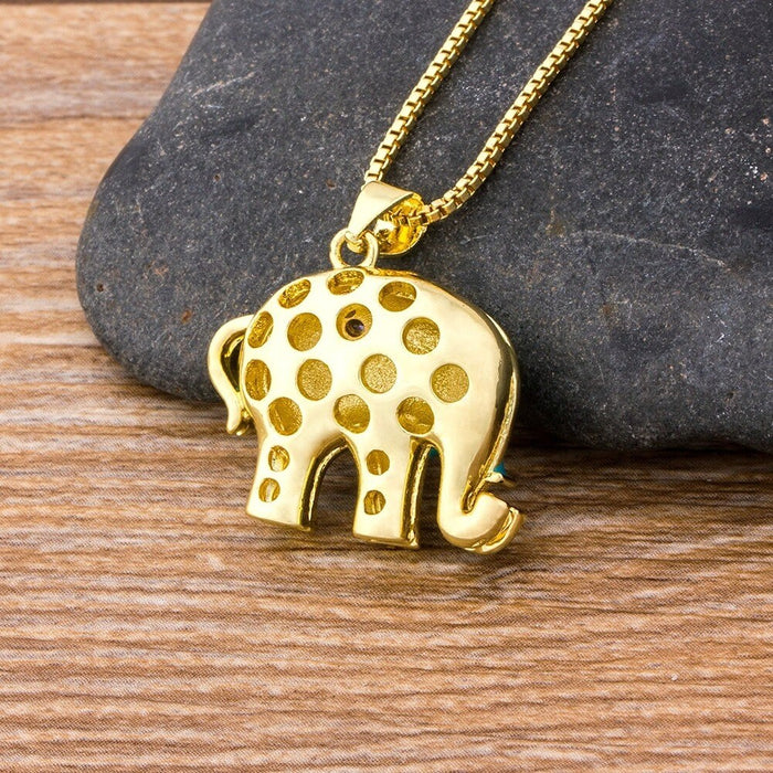 Elephant Necklace, Mothers Day Elephant Necklace, Gold Plated Elephant Minimalist Necklace, Blue Elephant Necklace, Elephant Gifts, Jewelry