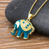 Elephant Necklace, Mothers Day Elephant Necklace, Gold Plated Elephant Minimalist Necklace, Blue Elephant Necklace, Elephant Gifts, Jewelry