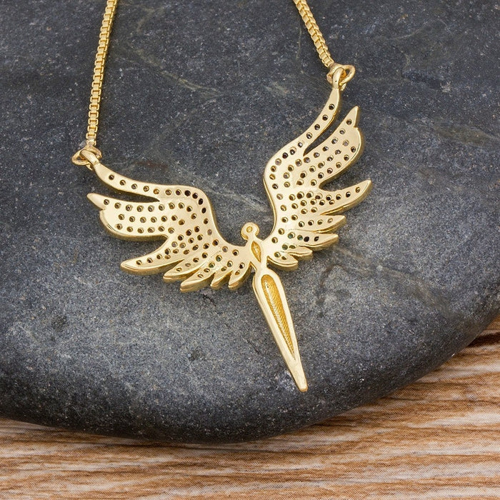 Angel Wing Necklace, Gold Plated Angel Necklace, Angel Wing Charm Woman, Angel Wing Jewelry, Angel Wing Pendant, Little Angel Wing Necklace