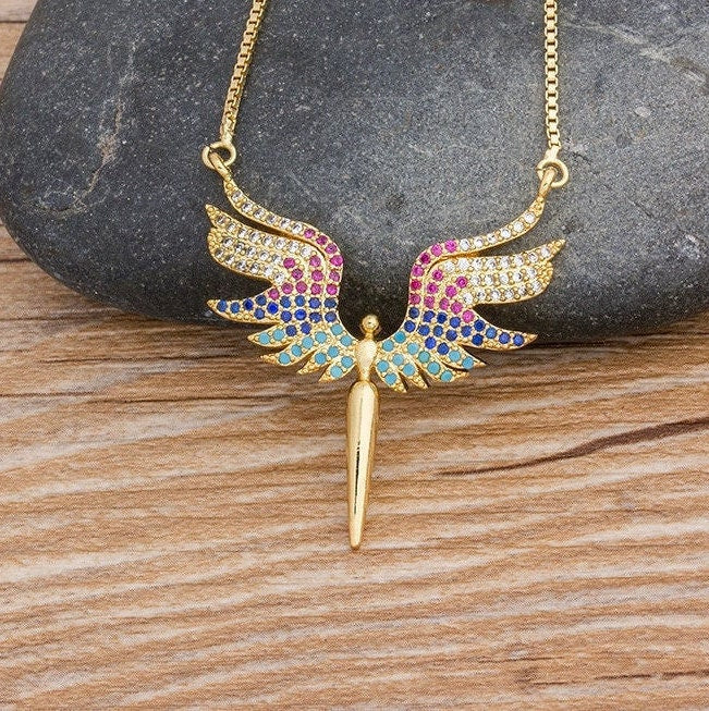 Angel Wing Necklace, Gold Plated Angel Necklace, Angel Wing Charm Woman, Angel Wing Jewelry, Angel Wing Pendant, Little Angel Wing Necklace