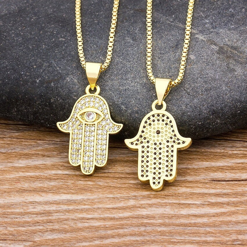 Hamsa Necklace, Hamsa Necklace Gold, Hamsa Evil Eye Necklace, Gold Plated Necklace Hamsa, Hamsa Hand Necklace, Small Hamsa Hand Of Fatima