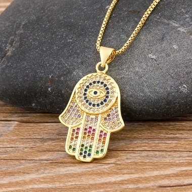 Hamsa Necklace, Hamsa Necklace Gold, Hamsa Evil Eye Necklace, Gold Plated Necklace Hamsa, Hamsa Hand Necklace, Small Hamsa Hand Of Fatima