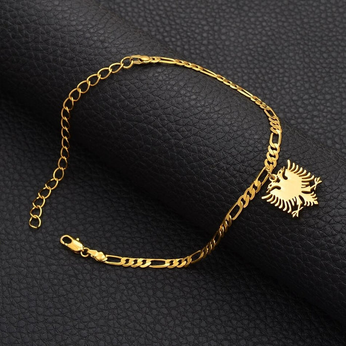 Albania Eagle 18K Gold Plated Bracelet / Albania Ankle Bracelet / Albania Eagle Gift