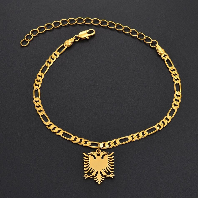 Albania Eagle 18K Gold Plated Anklet / Albania Ankle Bracelet / Albanian Eagle Jewelry / Albania Eagle Pendant / Albania Eagle Gift