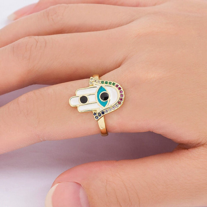 Hamsa Hand Evil Eye Ring, Classic Evil Eye Ring, Adjustable Evil Eye Ring, Nazar Evil Eye Ring, Evil Eye Toe Ring, Blue Green Red Evil Eye