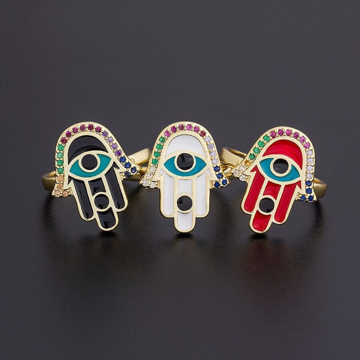 Hamsa Hand Evil Eye Ring, Classic Evil Eye Ring, Adjustable Evil Eye Ring, Nazar Evil Eye Ring, Evil Eye Toe Ring, Blue Green Red Evil Eye