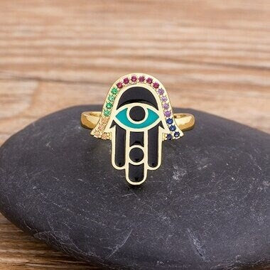 Hamsa Hand Evil Eye Ring, Classic Evil Eye Ring, Adjustable Evil Eye Ring, Nazar Evil Eye Ring, Evil Eye Toe Ring, Blue Green Red Evil Eye