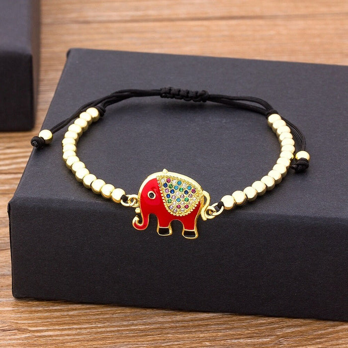 Elephant Bracelet, Elephant Ankle Bracelet, Gold Plated Elephant Bracelet, Elephant Charms, Elephant Gift, Mothers Day Elephant Bracelet